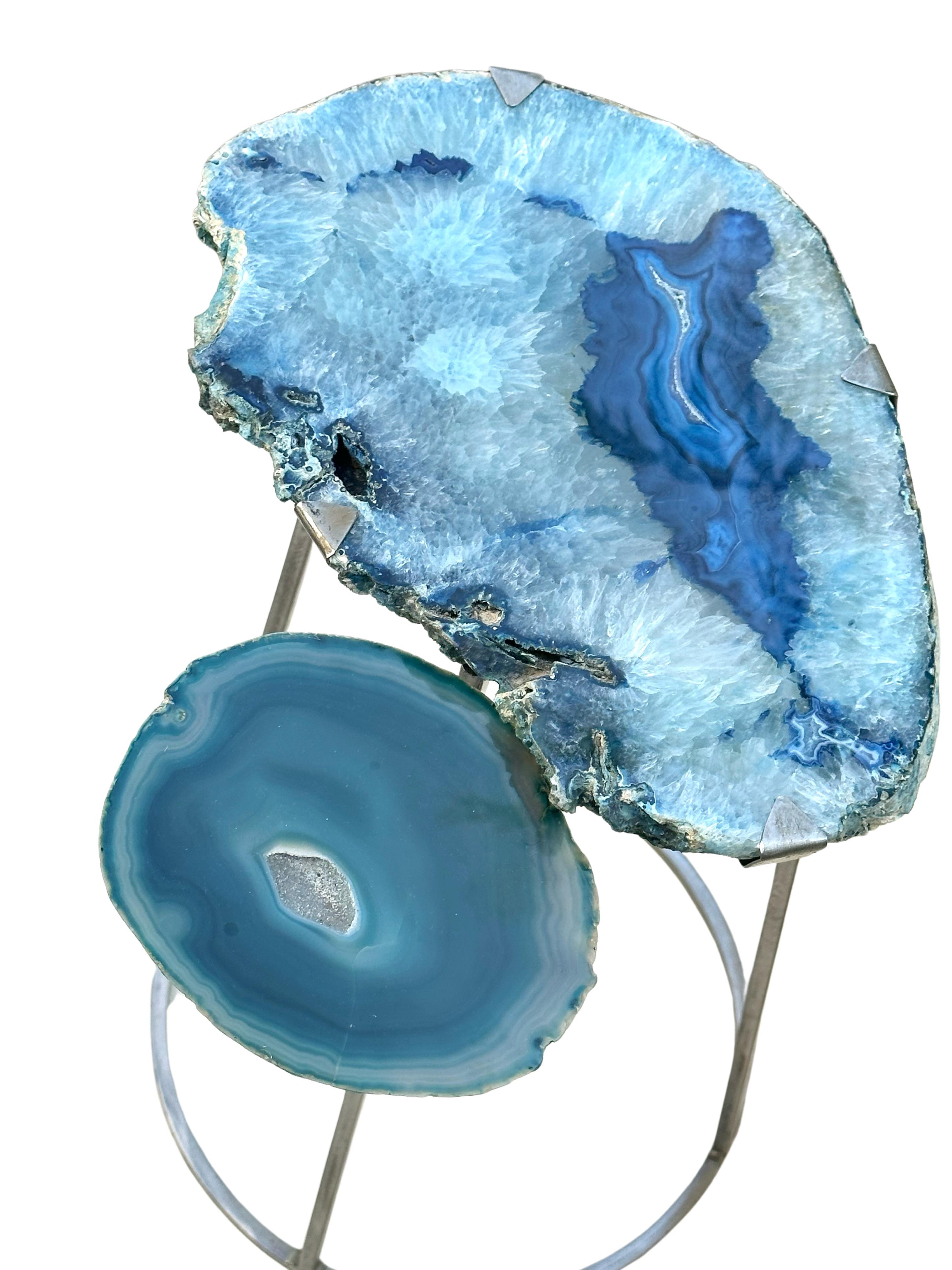 Table Double Ring Agate blue  For Sale 1