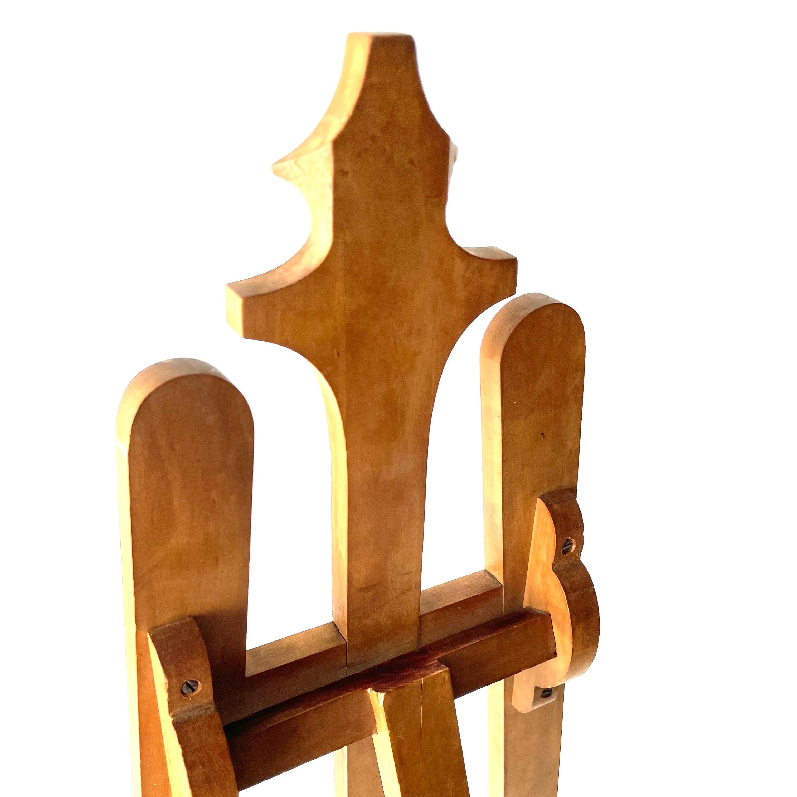 Table Easel in Alder Wood, Wood Carved Ornament  For Sale 4