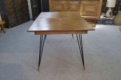 Table en chêne et pied en fonte et bronze design italien 1960's