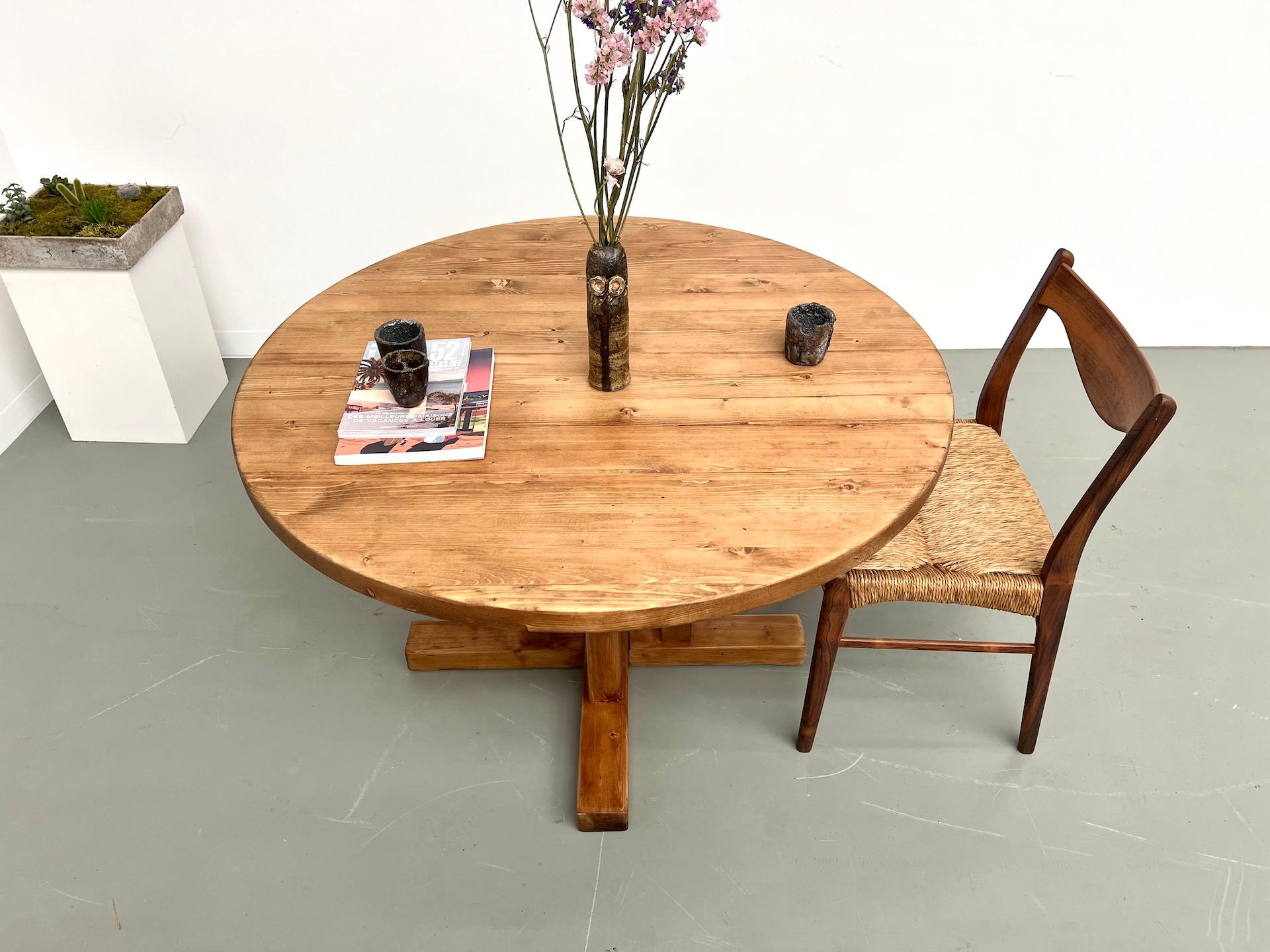 Table ronde Les Arcs - 1970 DLG Charlotte Perriand Bon état - En vente à LYON, FR