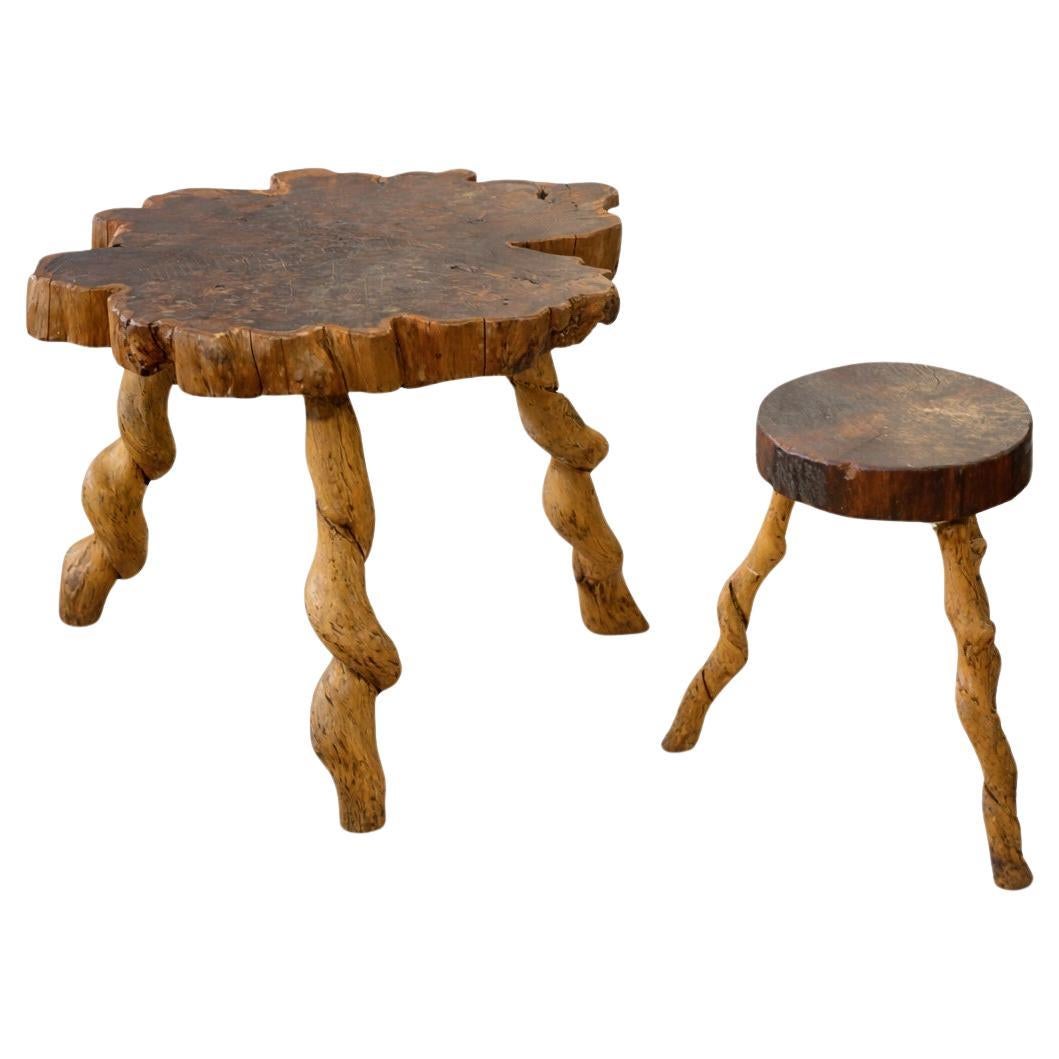 Brutalist Table and Stool