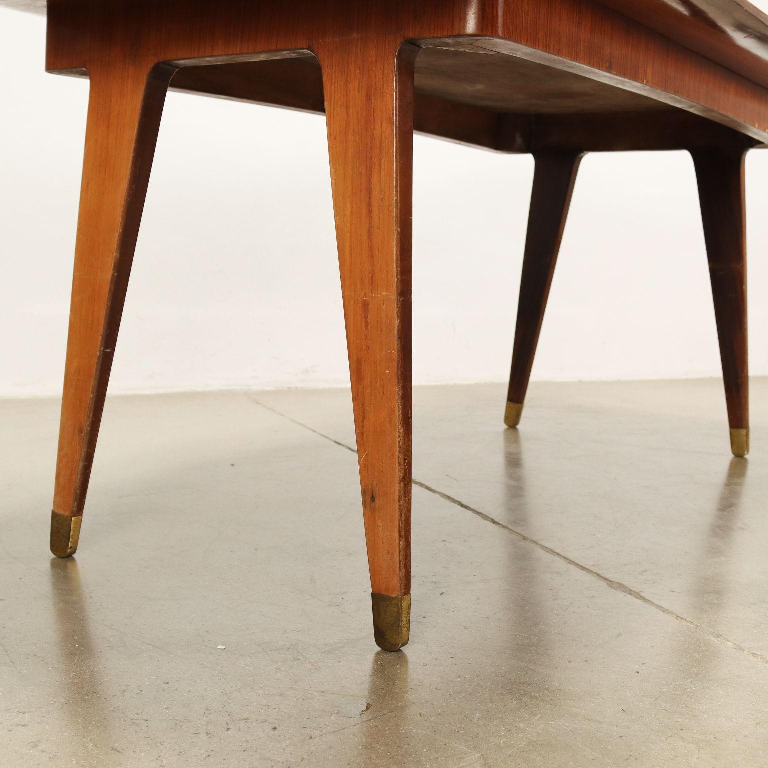 Table Exotic Wood Veneer Italy, 1950s-1960s In Fair Condition For Sale In Milano, IT
