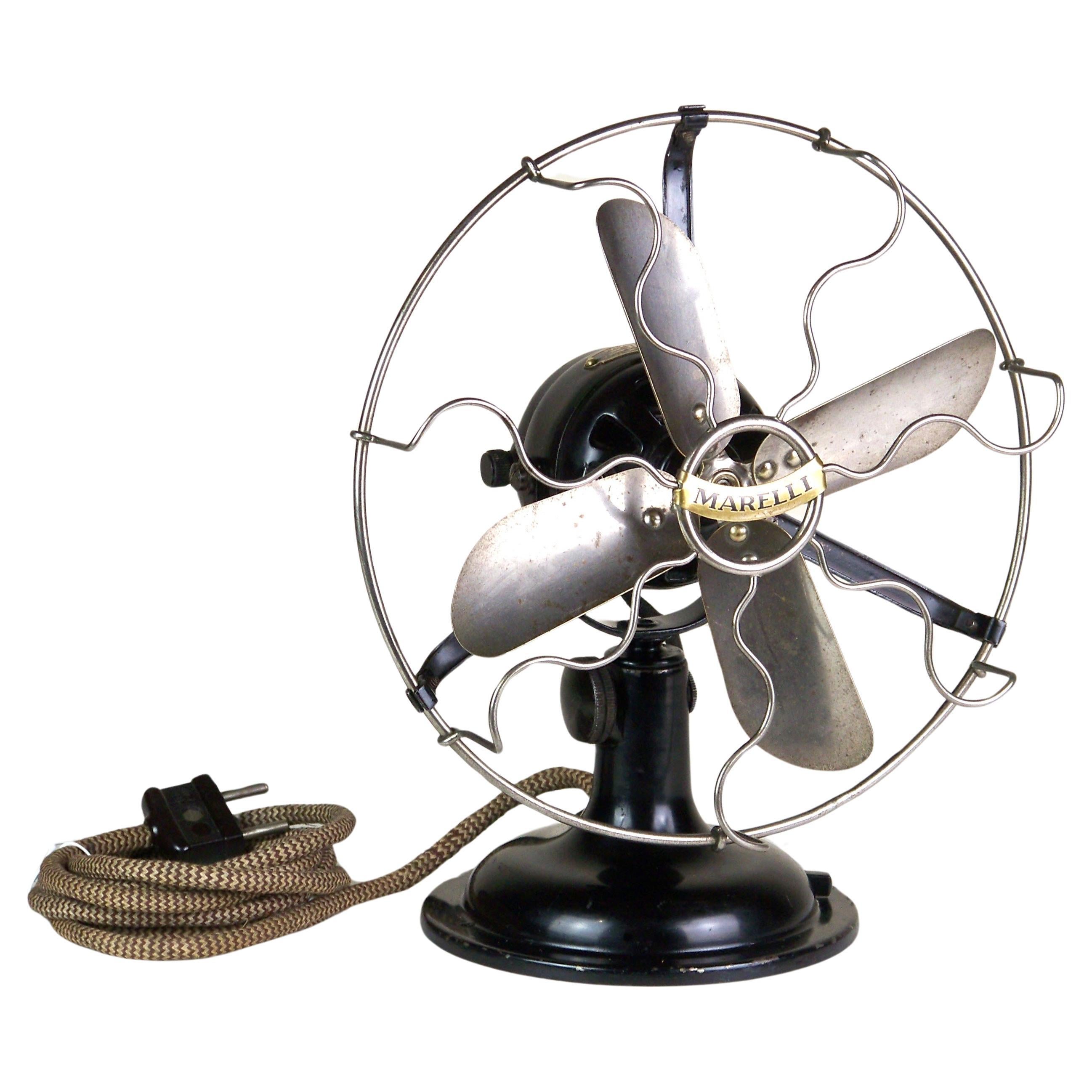 Table fan MARELLI, 220V - Italy, 1930s For Sale