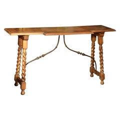 Table for Desk "Bargueño", Walnut, Iron, Spain, 20th Century
