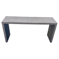 1980s Vintage Modern Faux Shagreen Console Table - Karl Springer Style