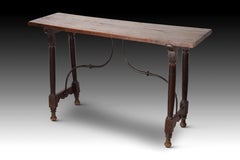 Table for Spanish Desk, Walnut, Wrought Iron, Spain, 17th Century
