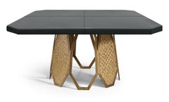 Table Frame Antique Bronze Finish Top Mirror Marble Liquid Metal Mosaic Insert