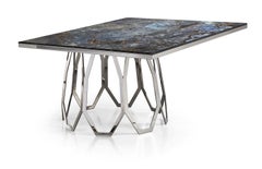 Table Frame Polished Stainless Steel Top Available Mirror Marble Top