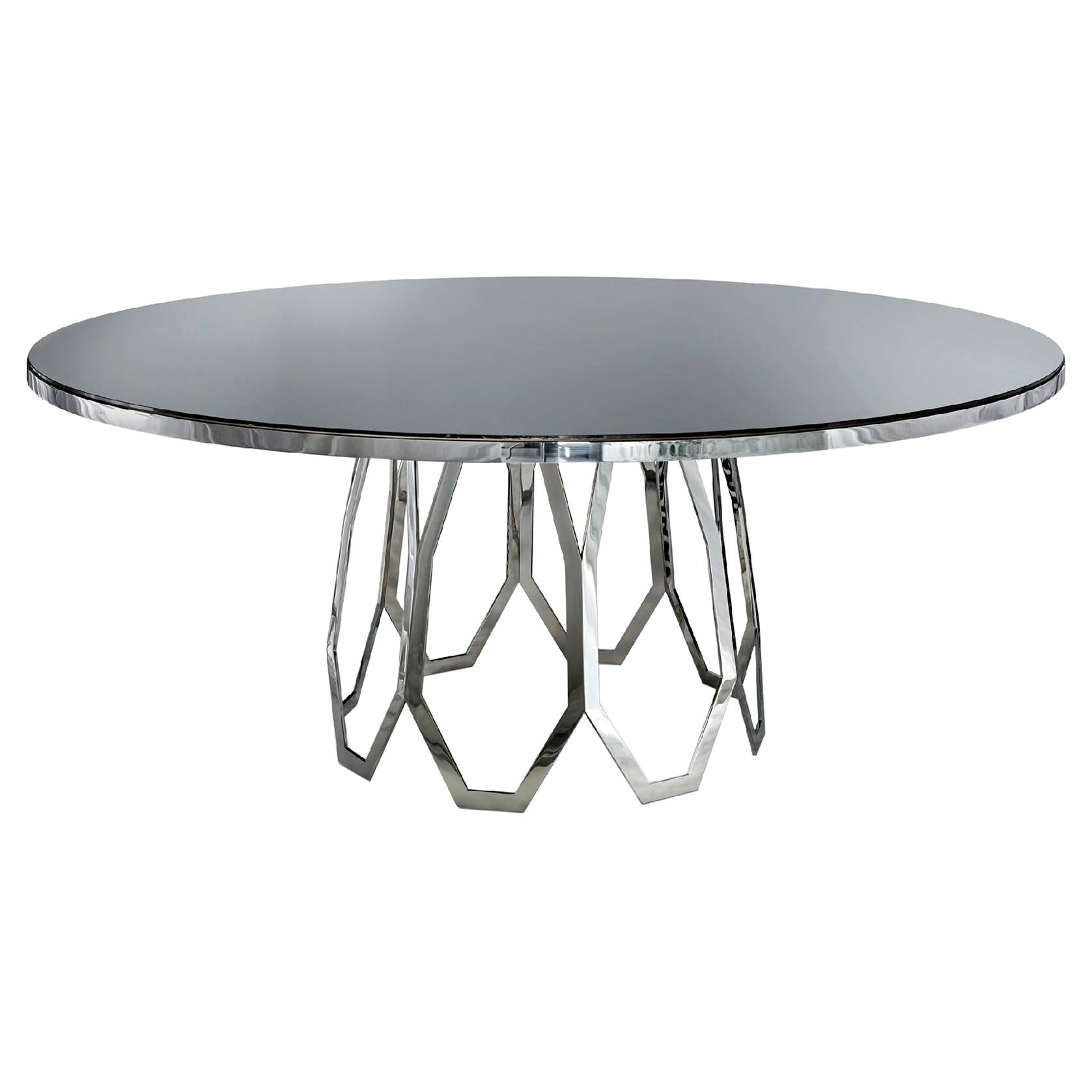 Table Frame Polished Stainless Steel Top Available Mirror Marble & Liquid Metal