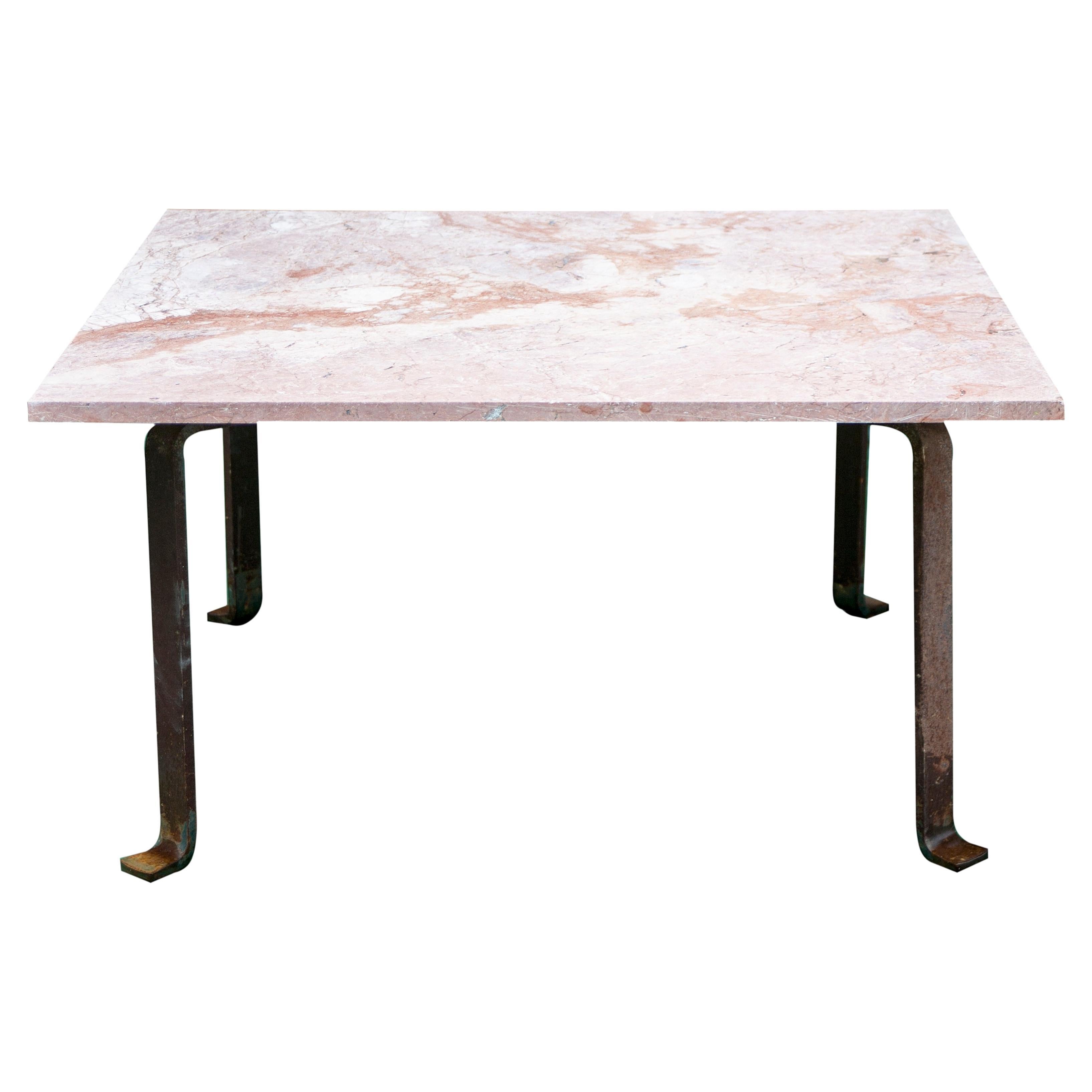 Table, France, 1930, in Iron and Marble For Sale
