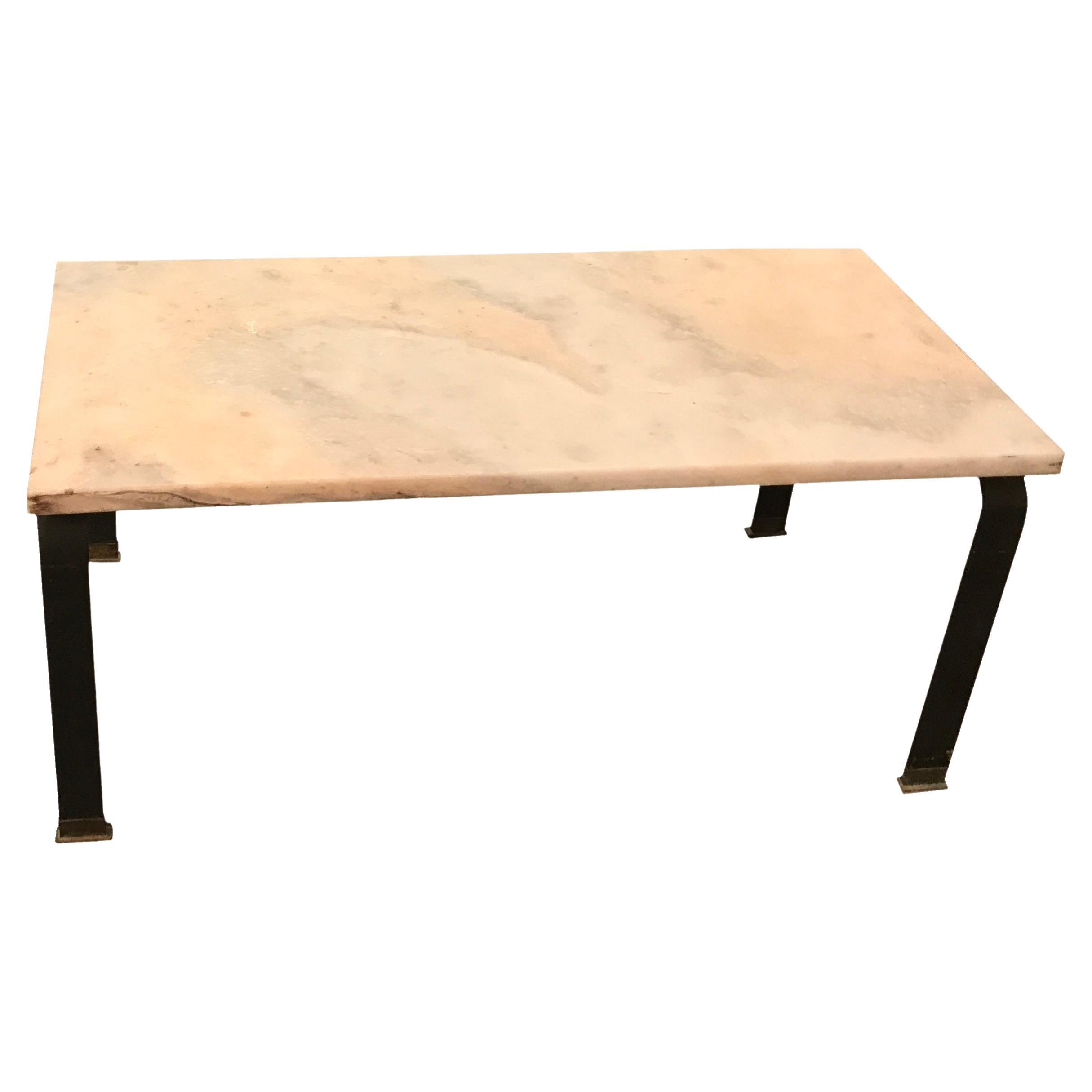 Table, France, 1930, in Marble and Iron, Art Deco For Sale