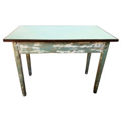 Vintage Table from 1950 Original Tuscan Green White Shaded, with Top in Formica on Fir
