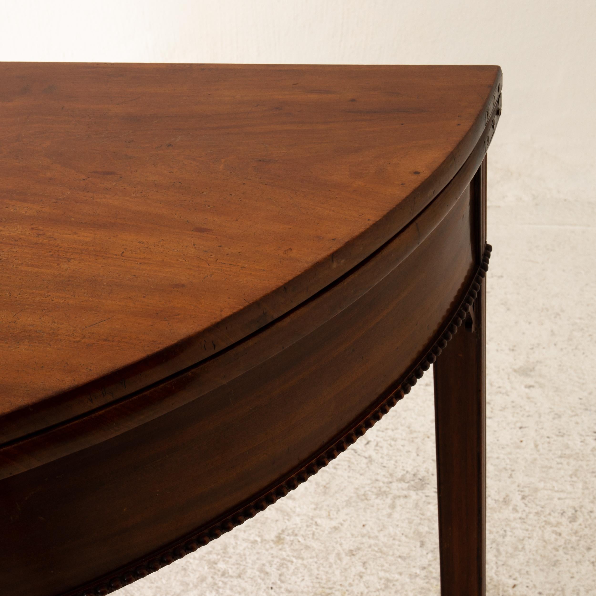 Table Game Table Gustavian Swedish Demi Lune Mahogany Brown, Sweden For Sale 4