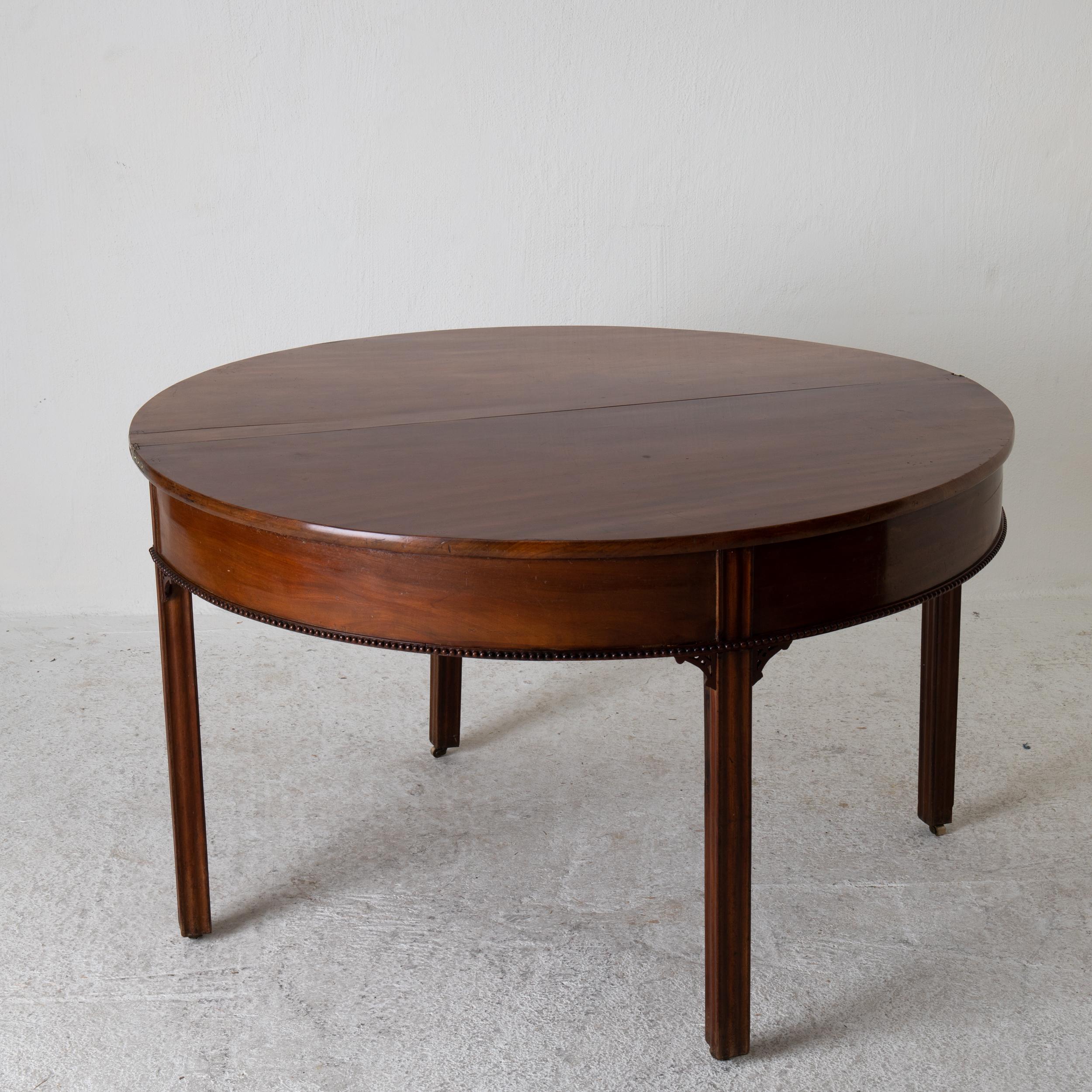 Table Game Table Gustavian Swedish Demi Lune Mahogany Brown, Sweden For Sale 5