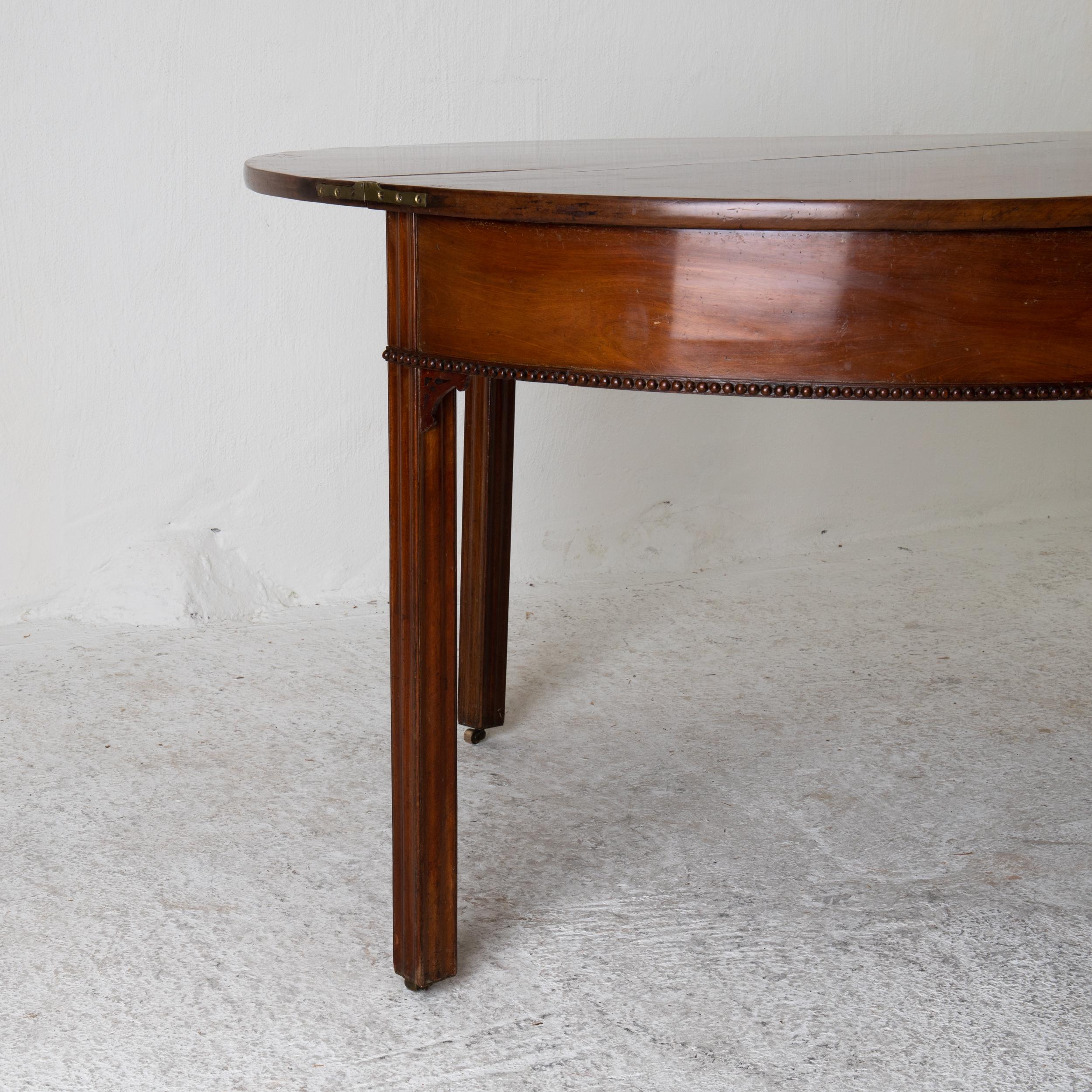 Table Game Table Gustavian Swedish Demi Lune Mahogany Brown, Sweden For Sale 6