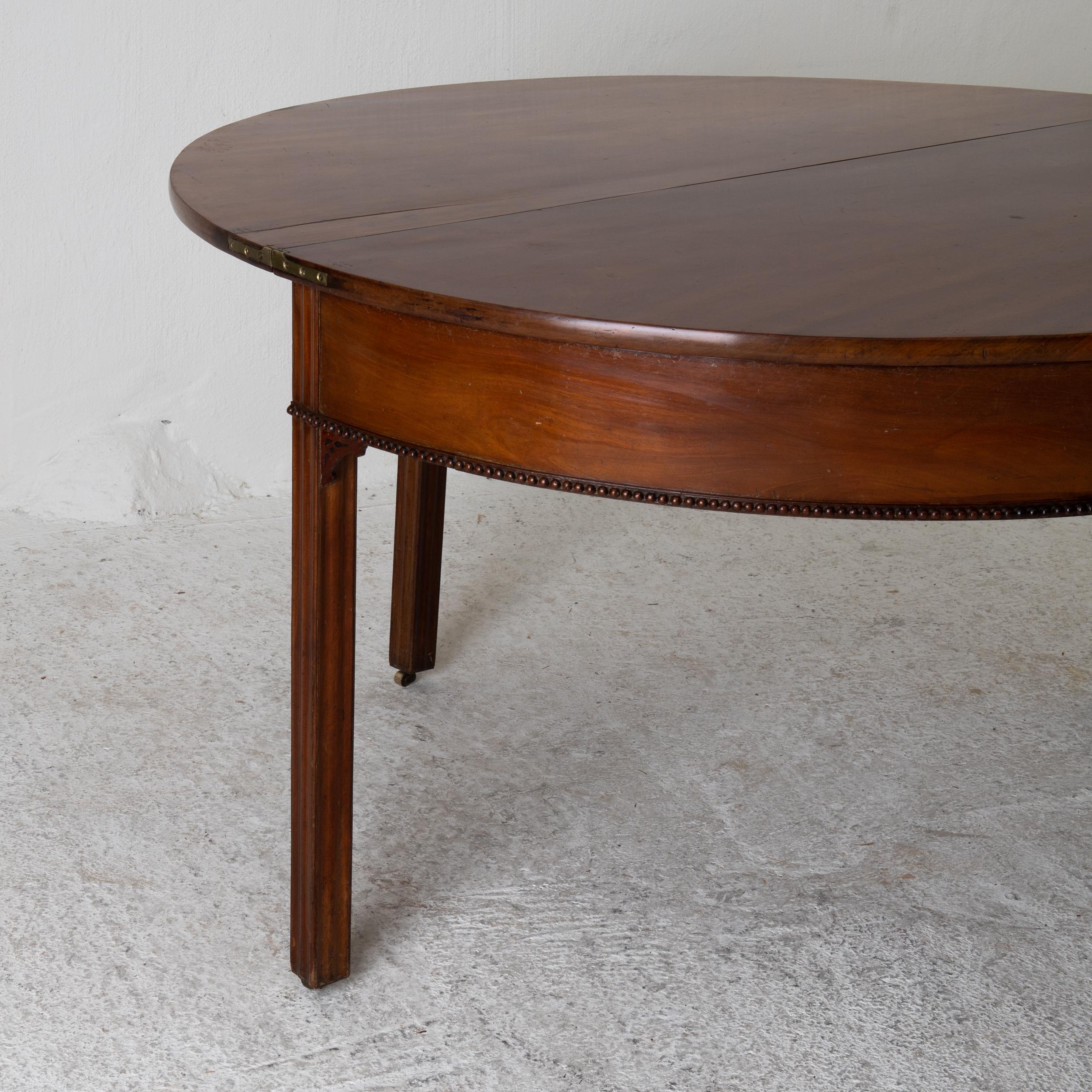 Table Game Table Gustavian Swedish Demi Lune Mahogany Brown, Sweden For Sale 7