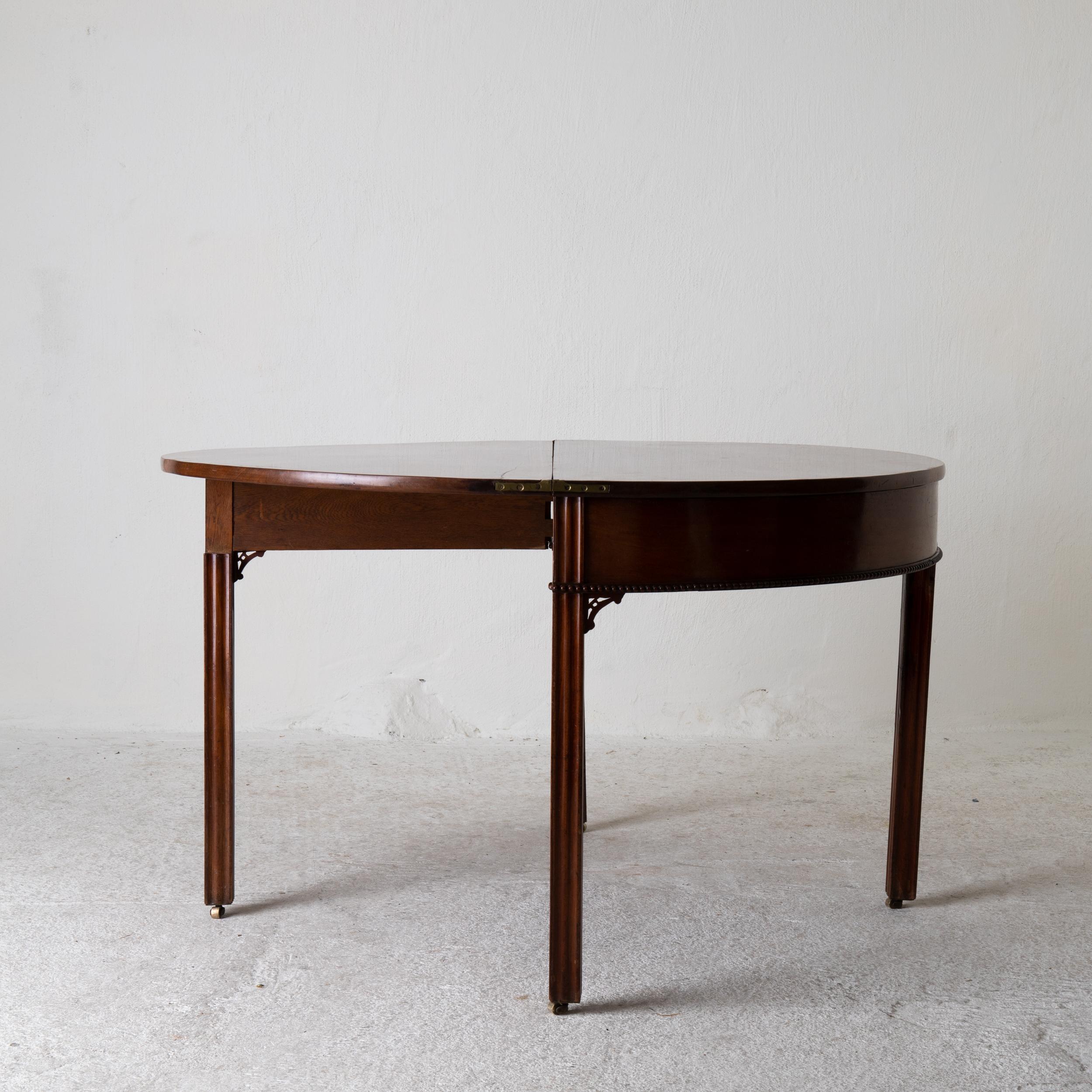 Table Game Table Gustavian Swedish Demi Lune Mahogany Brown, Sweden For Sale 10