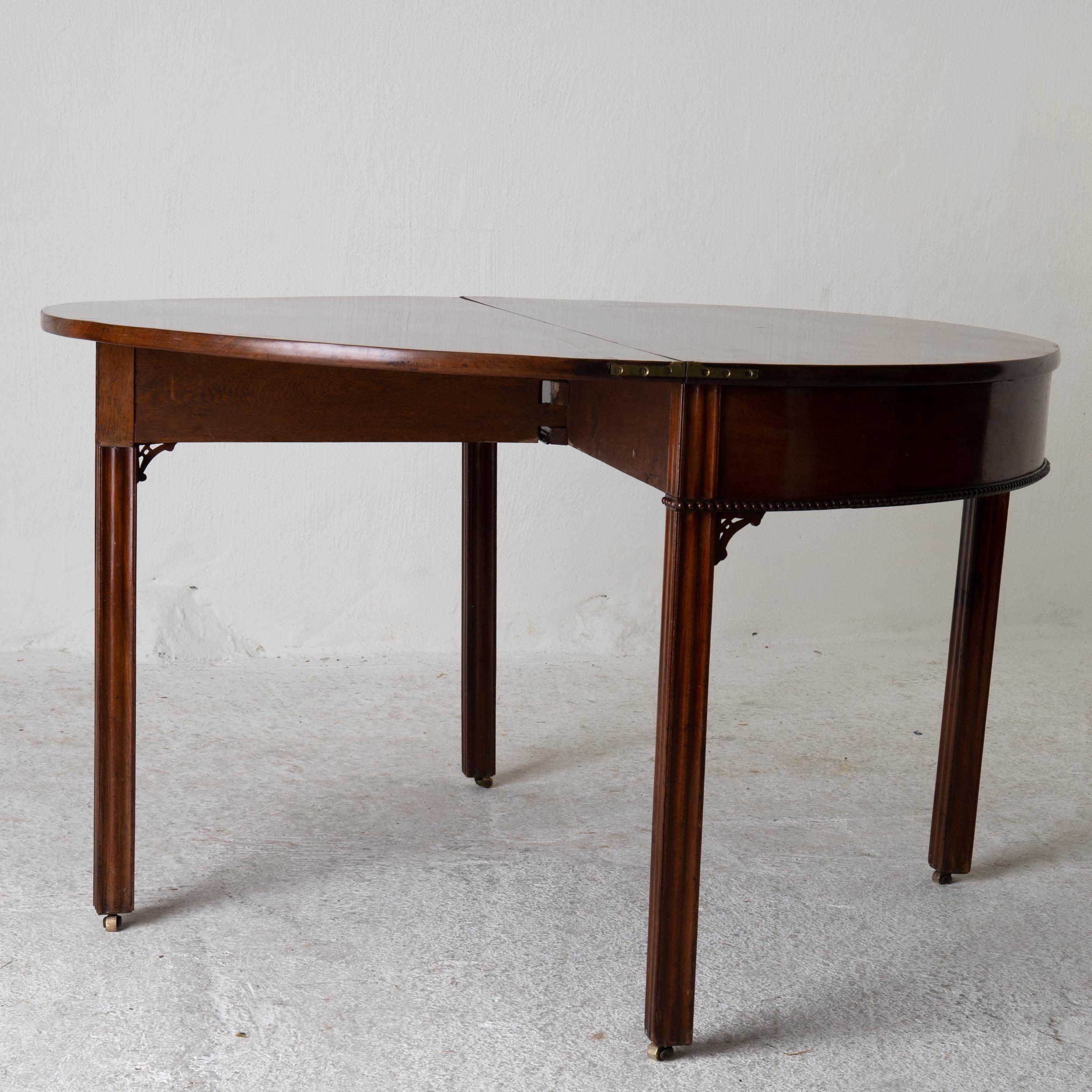 Table Game Table Gustavian Swedish Demi Lune Mahogany Brown, Sweden For Sale 11