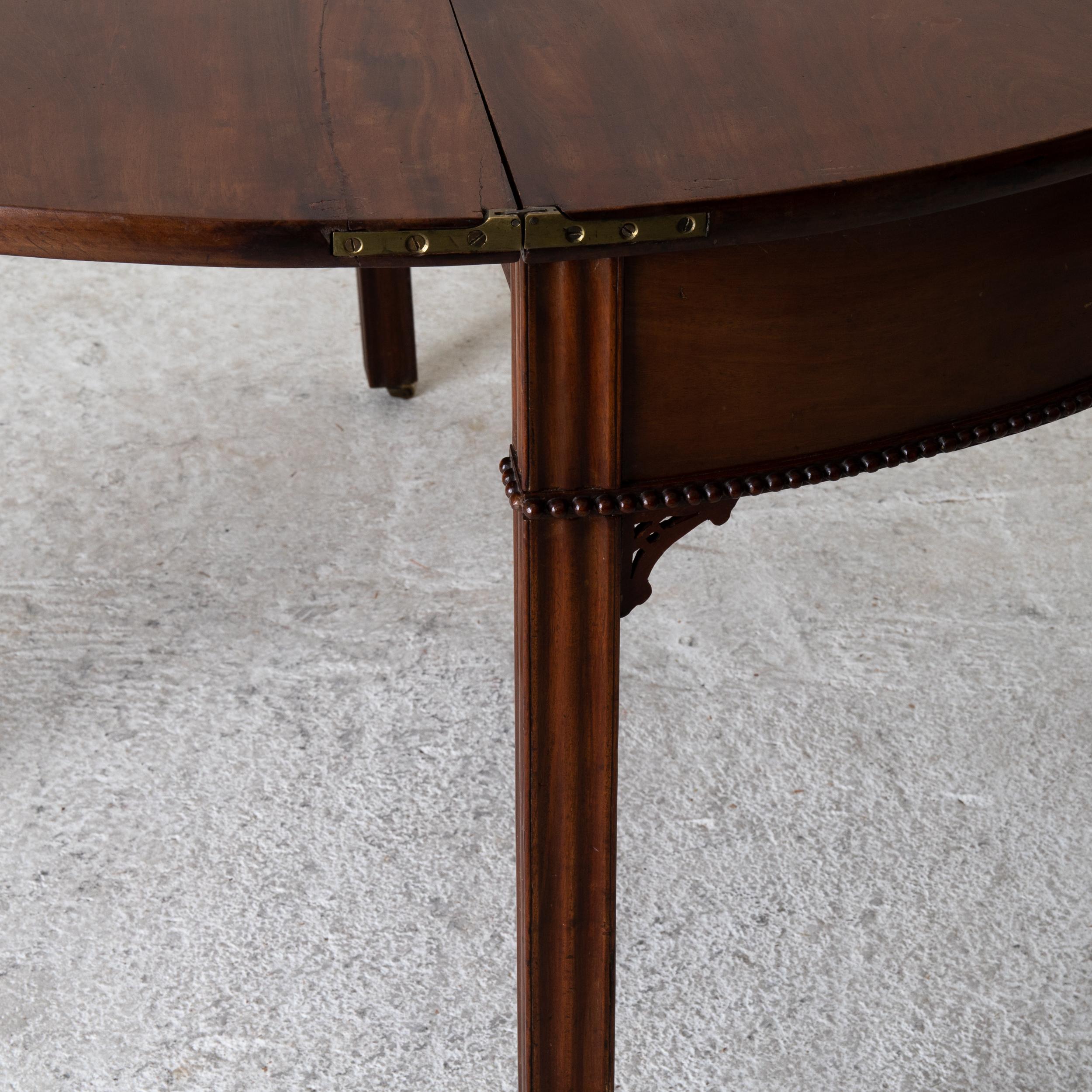 Table Game Table Gustavian Swedish Demi Lune Mahogany Brown, Sweden For Sale 12