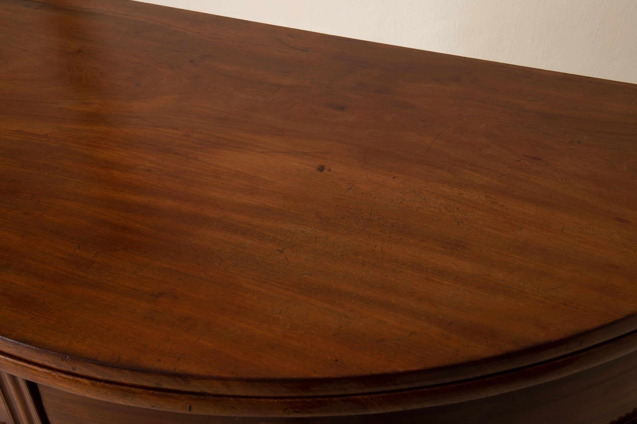Table Game Table Gustavian Swedish Demi Lune Mahogany Brown, Sweden For Sale 3
