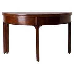 Table Game Table Gustavian Swedish Demi Lune Mahogany Brown, Sweden