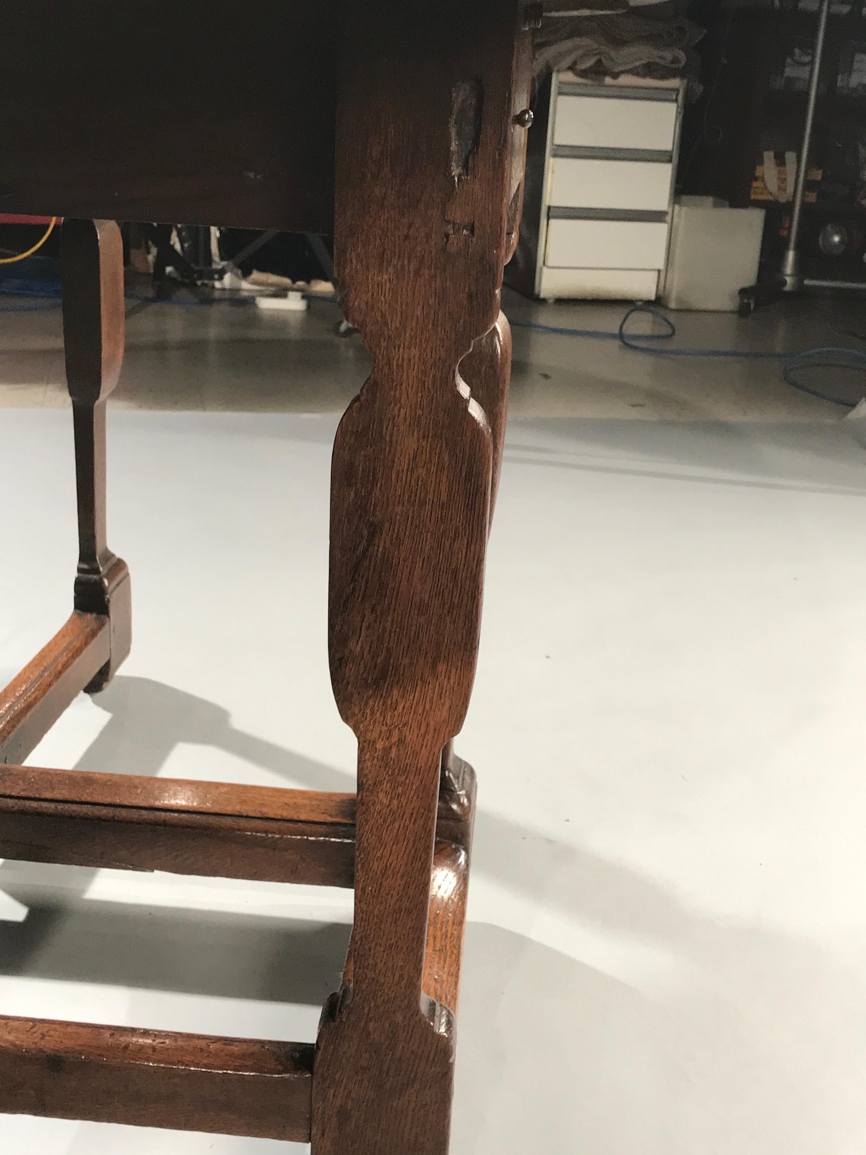 Table Gateleg Oval Oak Flemish Split Leg 5ft Original Ironwork Architetural  For Sale 6