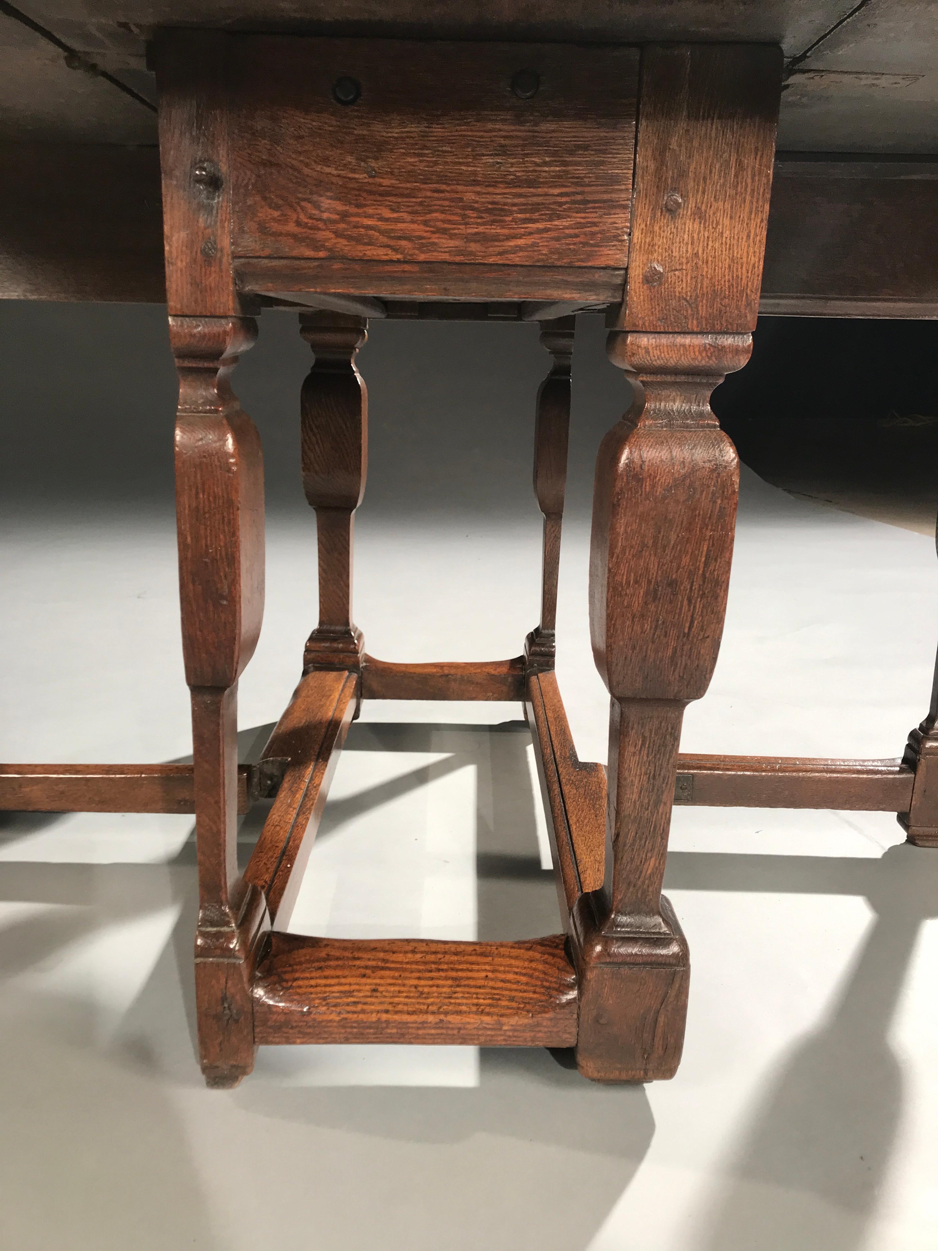 Baroque Table Gateleg Oval Oak Flemish Split Leg 5ft Original Ironwork Architetural  For Sale