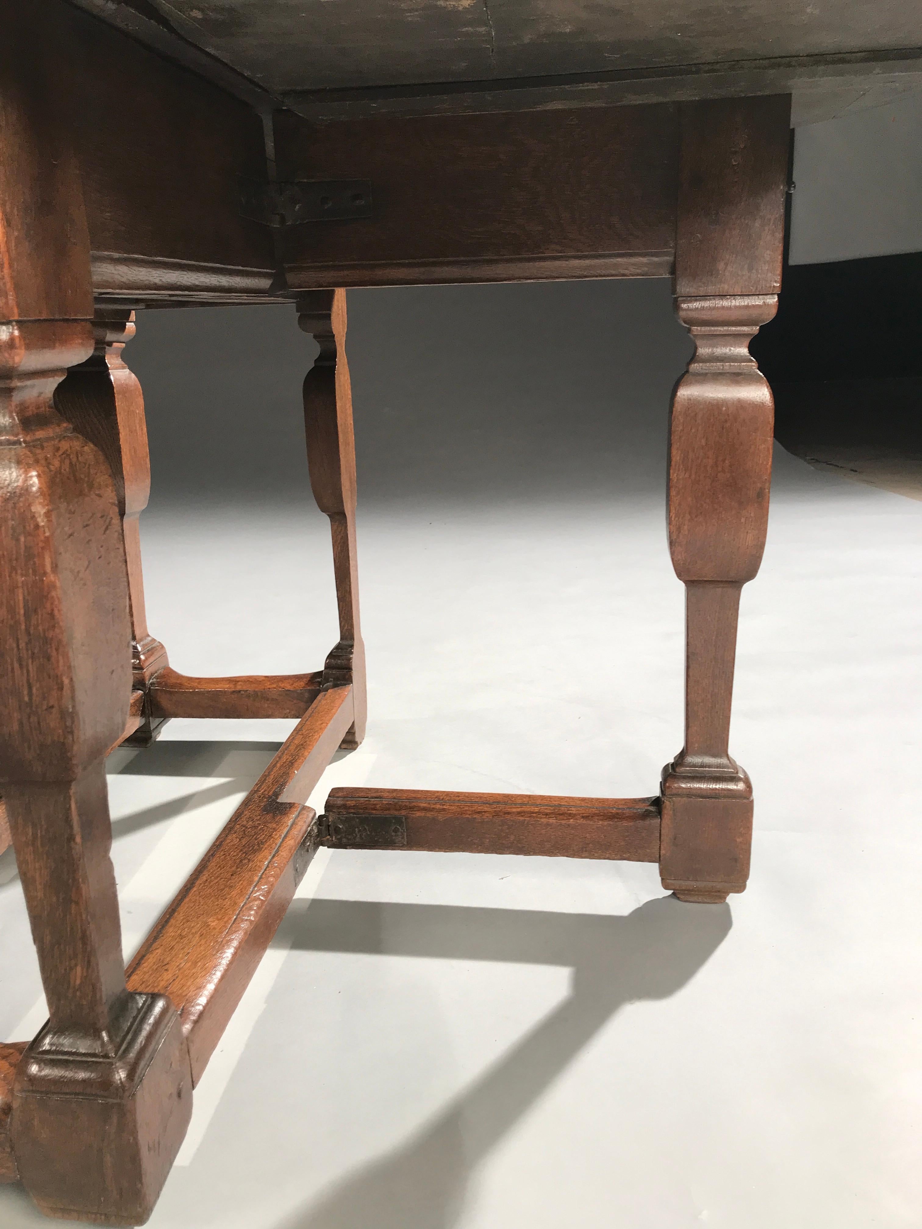 Dutch Table Gateleg Oval Oak Flemish Split Leg 5ft Original Ironwork Architetural  For Sale