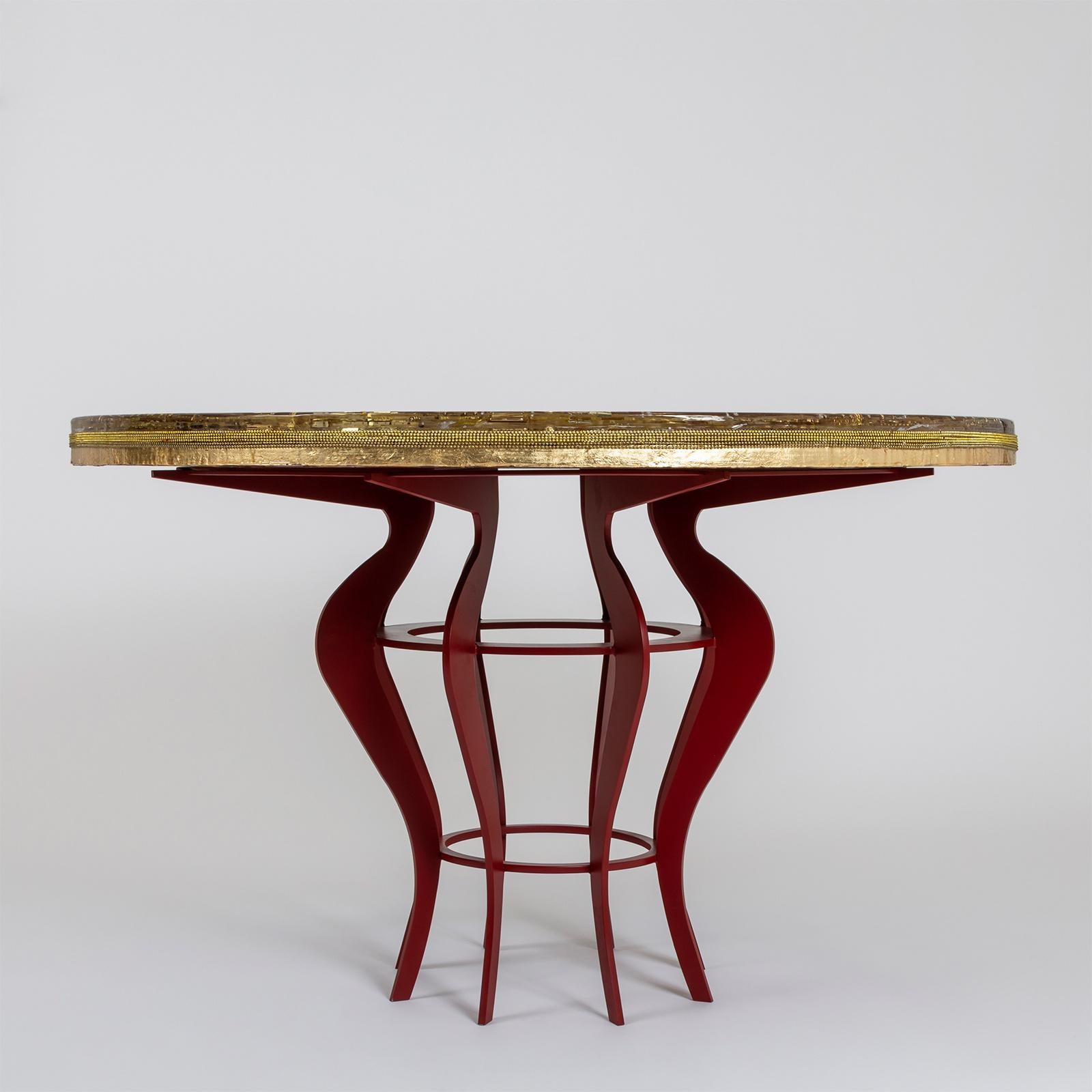 Moderne Table géométrique Lacca E Oro avec plateau collé Emanuela Crotti en vente