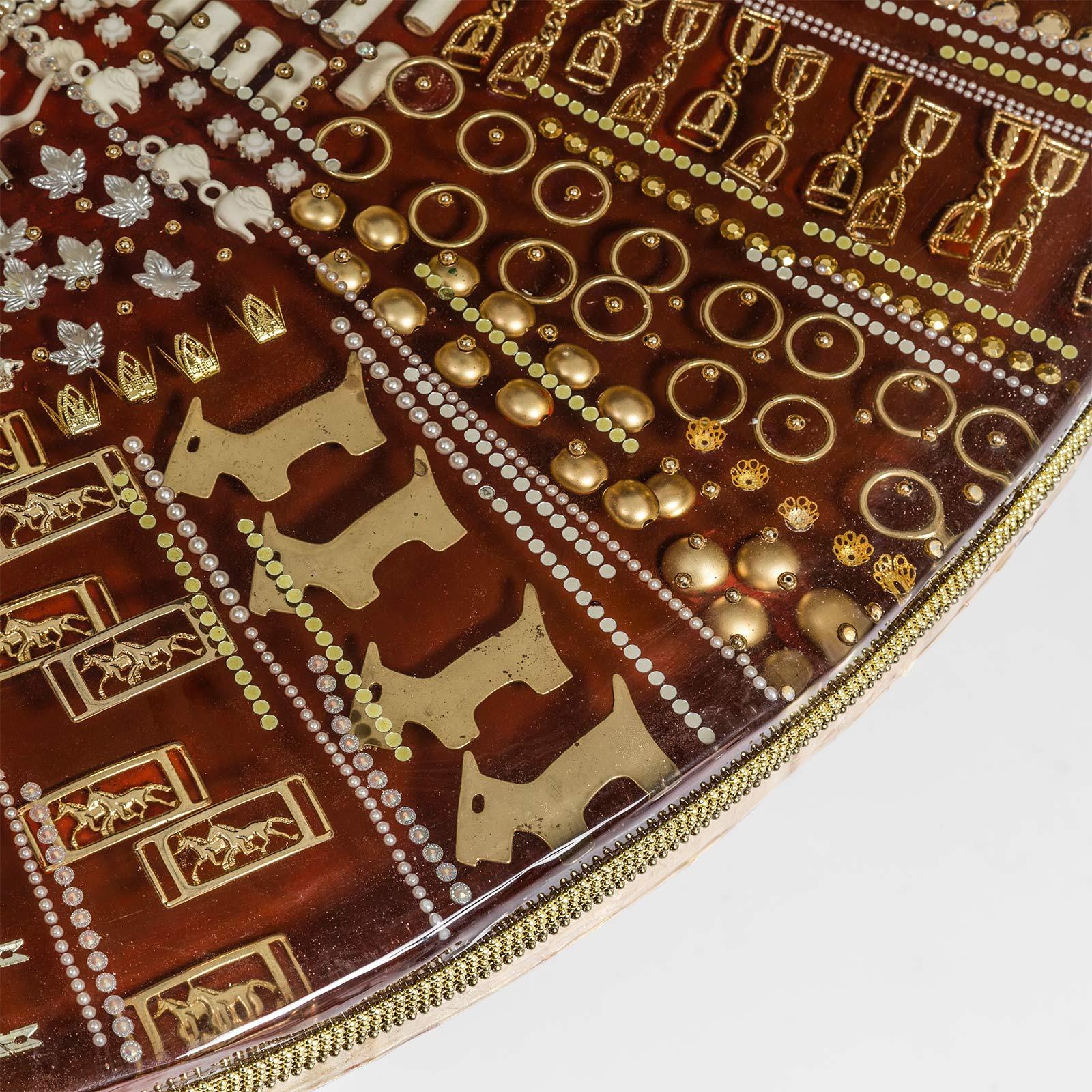 Mesa Geometrie en Lacca E Oro con Tablero Collaged de Emanuela Crotti en Nuevo estado para la venta en Milan, IT