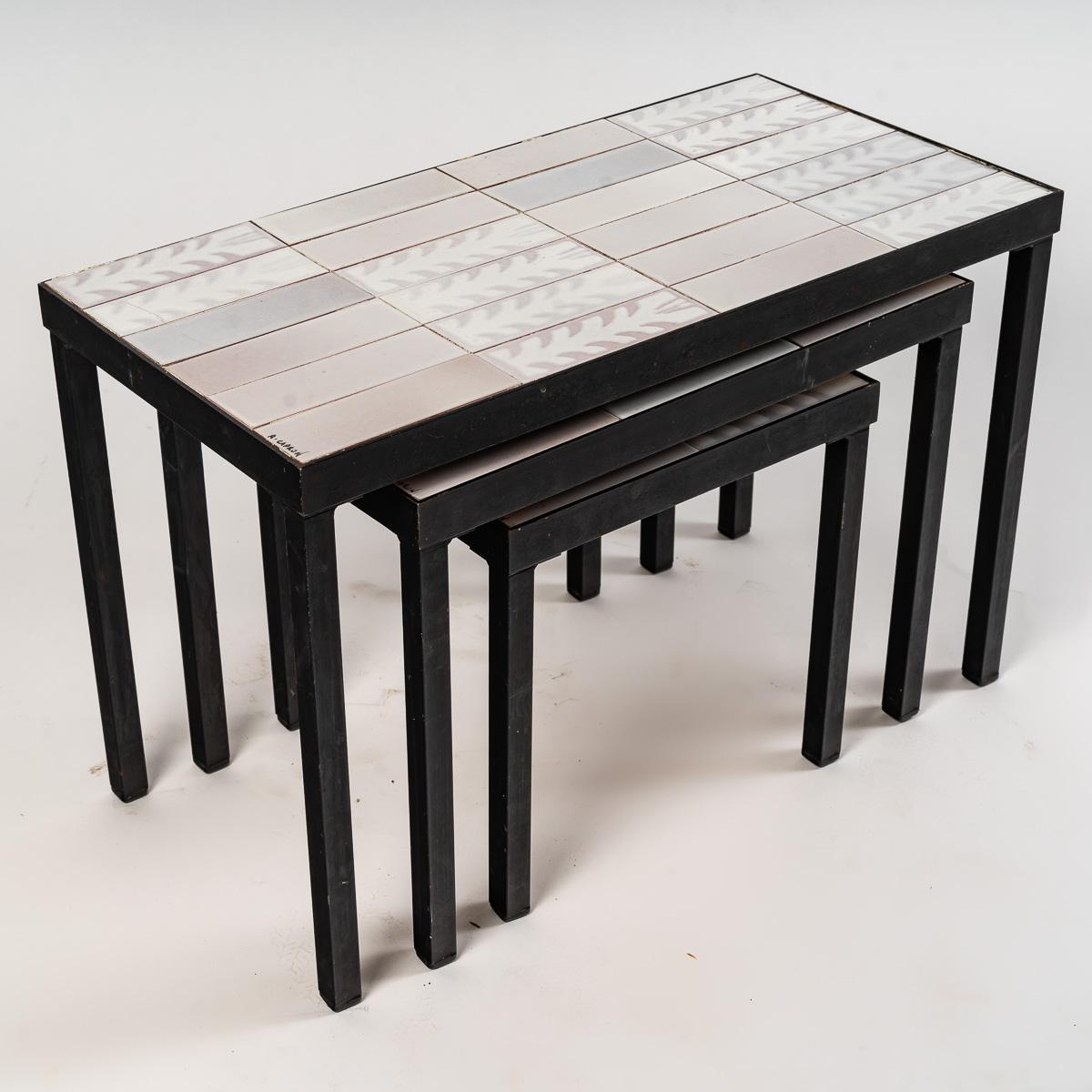 Table Gigognes of Roger Capron, Design of the 20th Century, White Ceramic 2