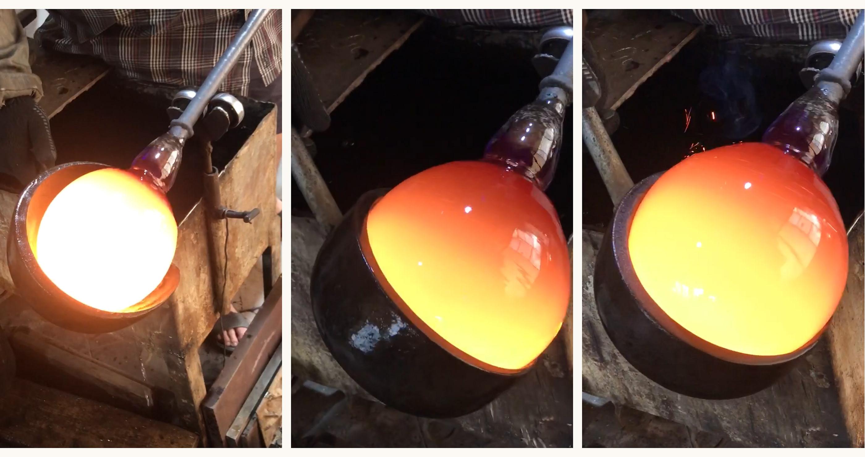 Handgefertigte Tischlampe aus Glas, Navazi, moderne mundgeblasene Beleuchtung mit undurchsichtigem Glas im Angebot 2