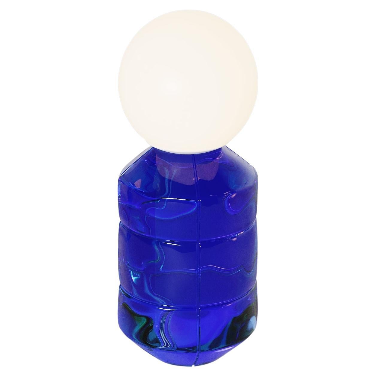 Table Glass Handmade Lamp “Navazi”, Modern Blown Lighting with Glass Sphere