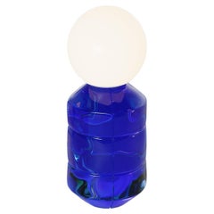Table Glass Handmade Lamp “Navazi”, Modern Blown Lighting with Glass Sphere
