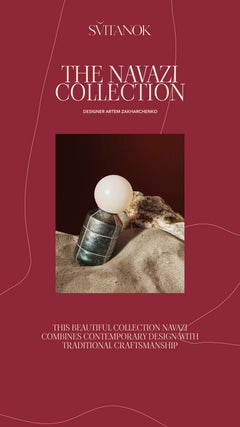 Table Glass Lamp “Navazi” 200x490 mm Modern Blown Lighting with Glass Sphere