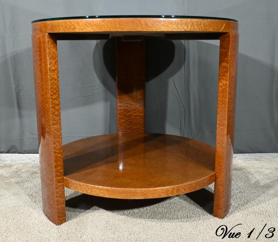 Table Guéridon en loupe d'Amboyna, époque Art Déco - 1930 en vente 2