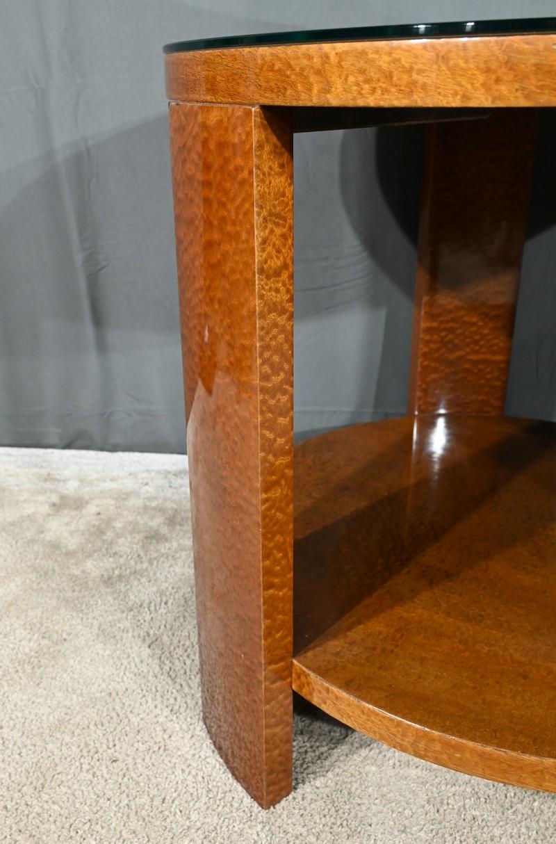 Table Guéridon en loupe d'Amboyna, époque Art Déco - 1930 en vente 3