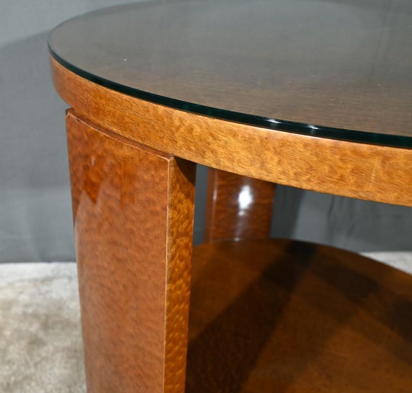 Table Guéridon en loupe d'Amboyna, époque Art Déco - 1930 en vente 4