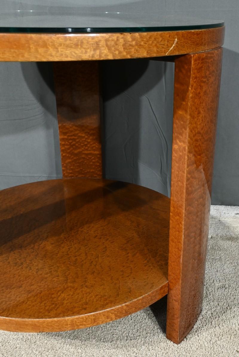Table Guéridon en loupe d'Amboyna, époque Art Déco - 1930 en vente 5