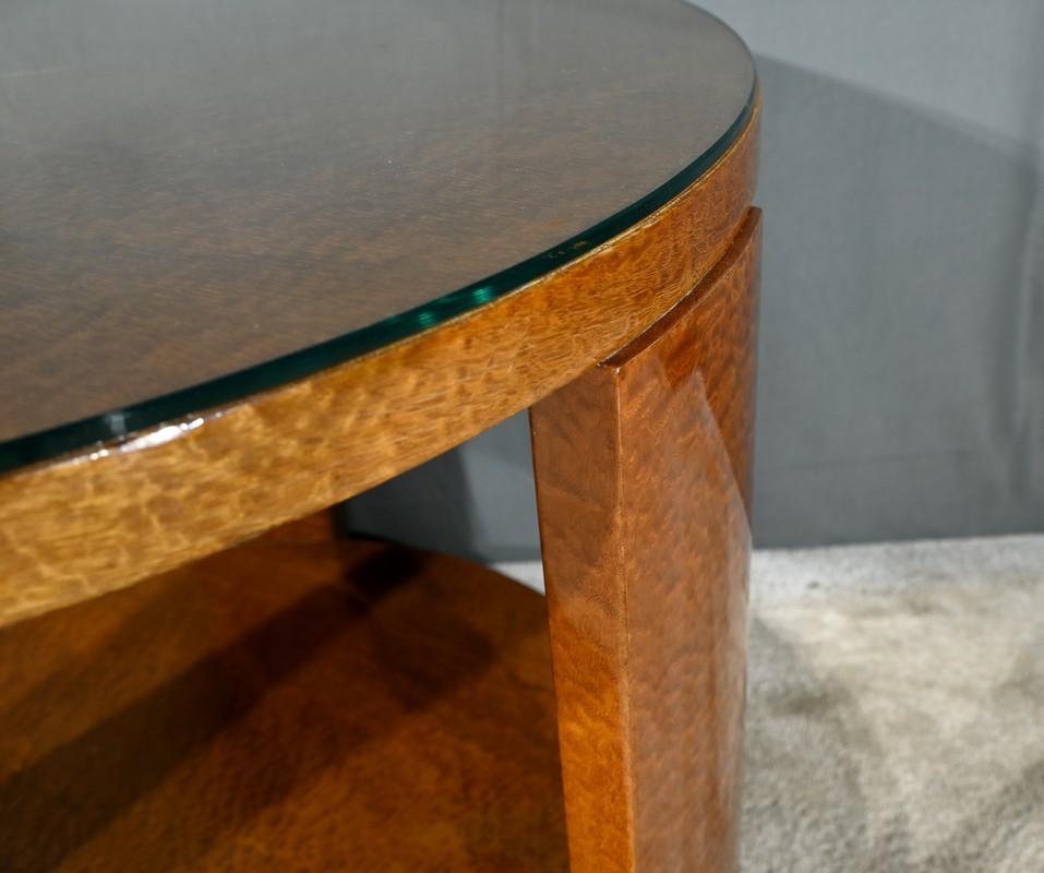 Table Guéridon en loupe d'Amboyna, époque Art Déco - 1930 en vente 6