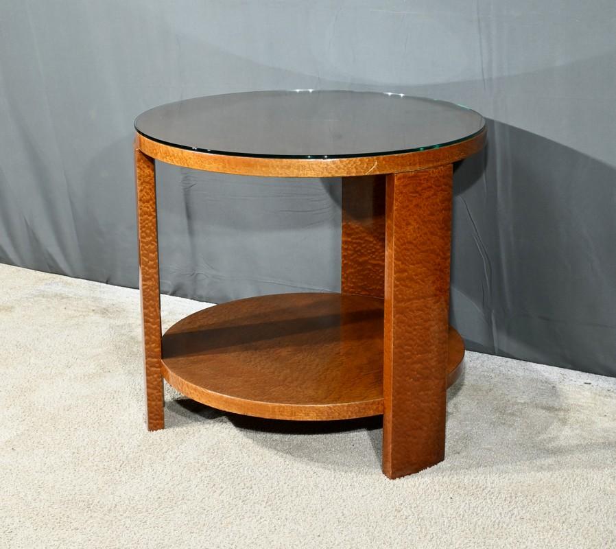 Art déco Table Guéridon en loupe d'Amboyna, époque Art Déco - 1930 en vente