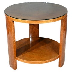 Table Guéridon en loupe d'Amboyna, époque Art Déco - 1930