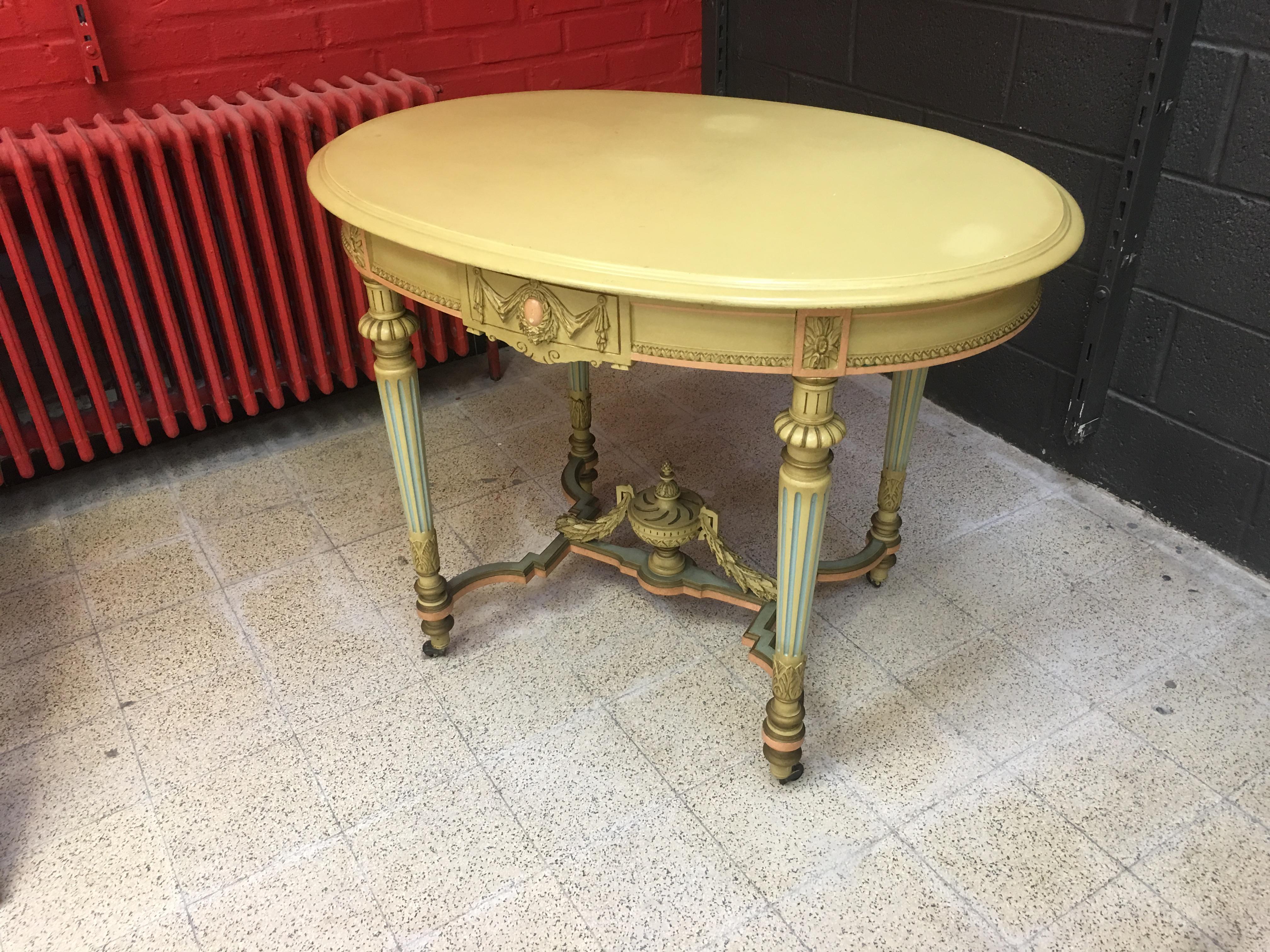 Table Gueridon, Louis XVI Style, Patinated Wood, circa 1900 In Good Condition For Sale In Saint-Ouen, FR