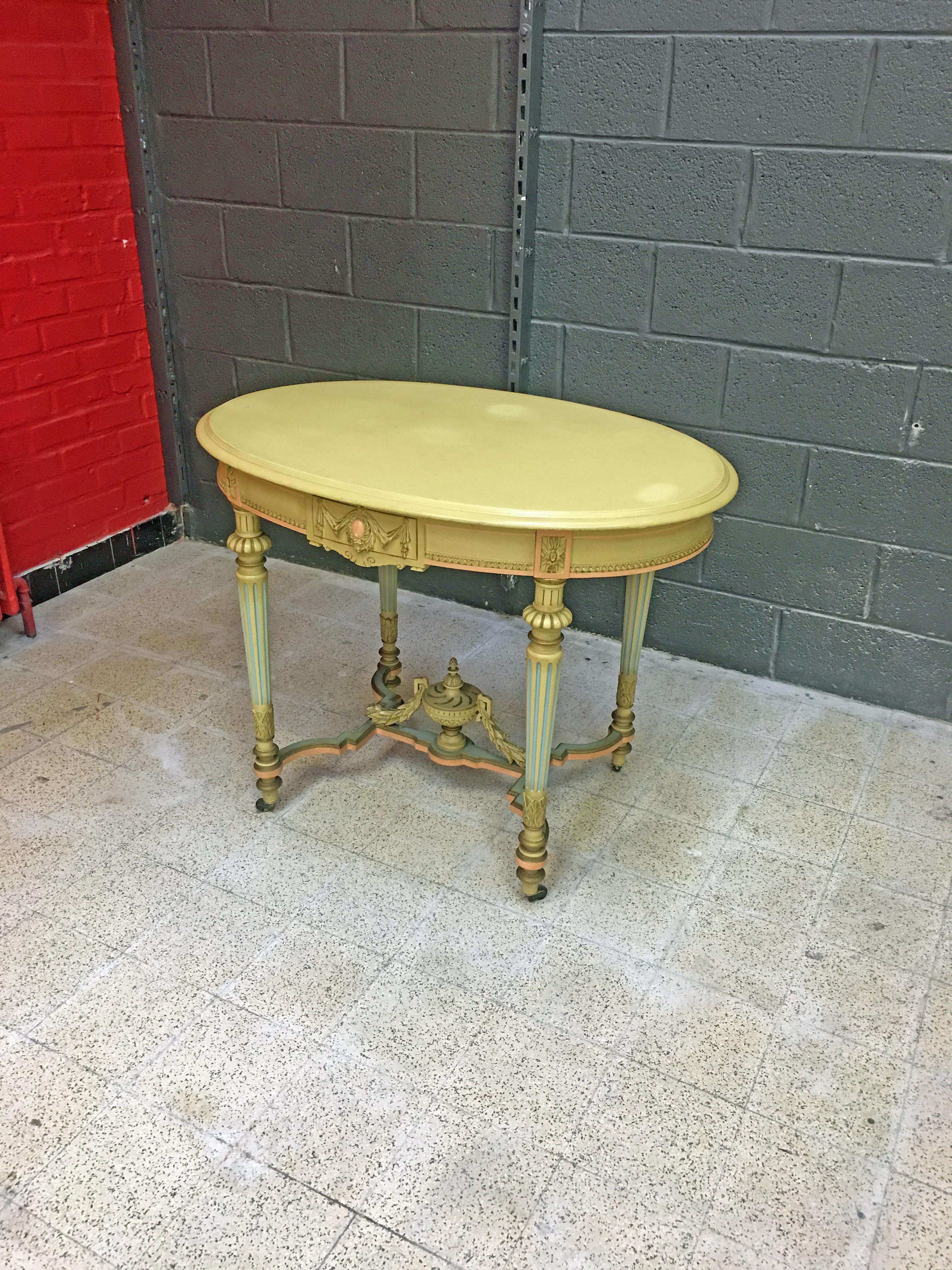 Table Gueridon, Louis XVI Style, Patinated Wood, circa 1900 For Sale 1