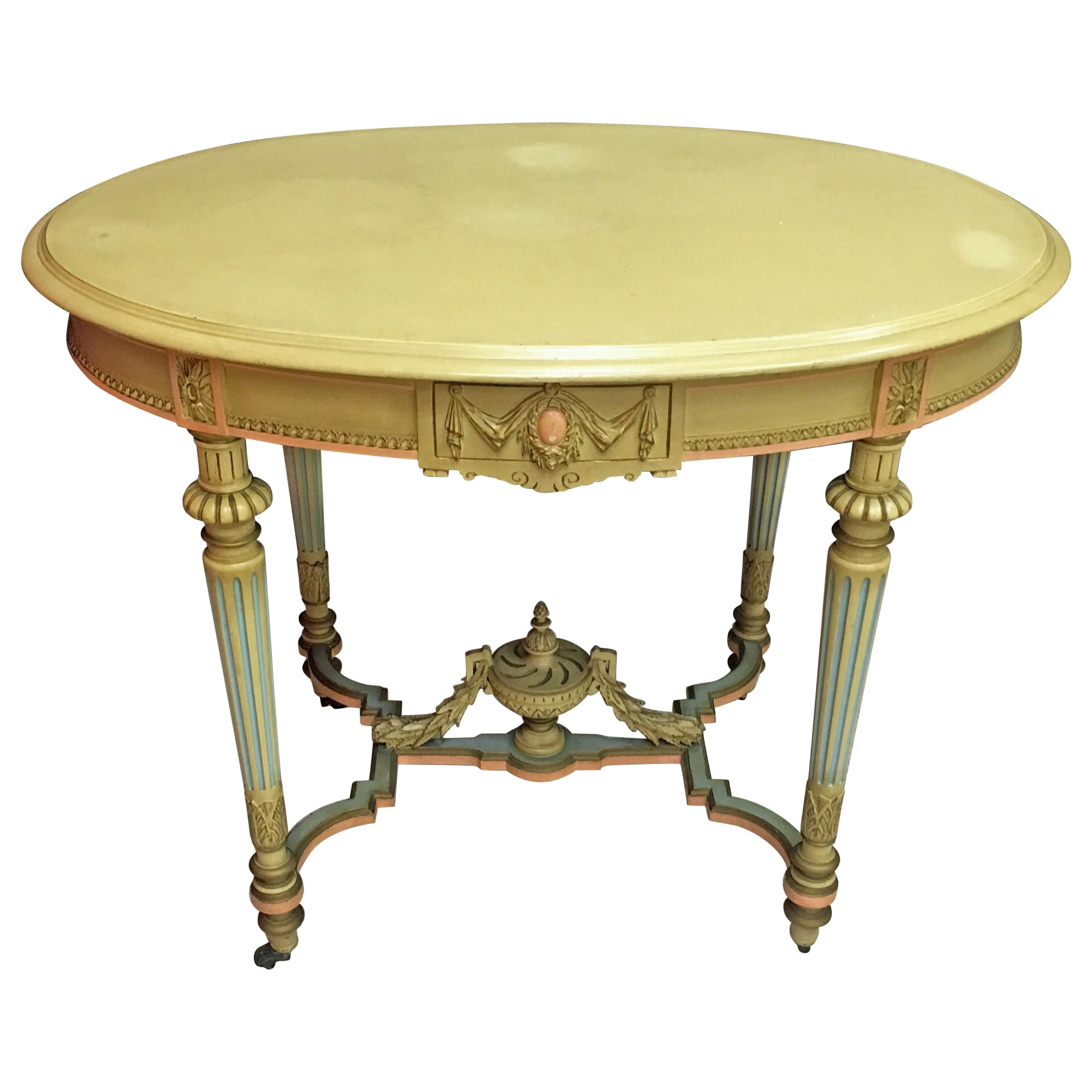 Table Gueridon, Louis XVI Style, Patinated Wood, circa 1900 For Sale