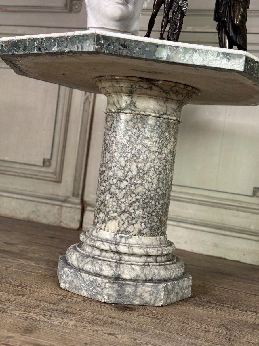 19th Century Table In Alabaster, Breccia Marble And Statuary White Circa 1880 For Sale
