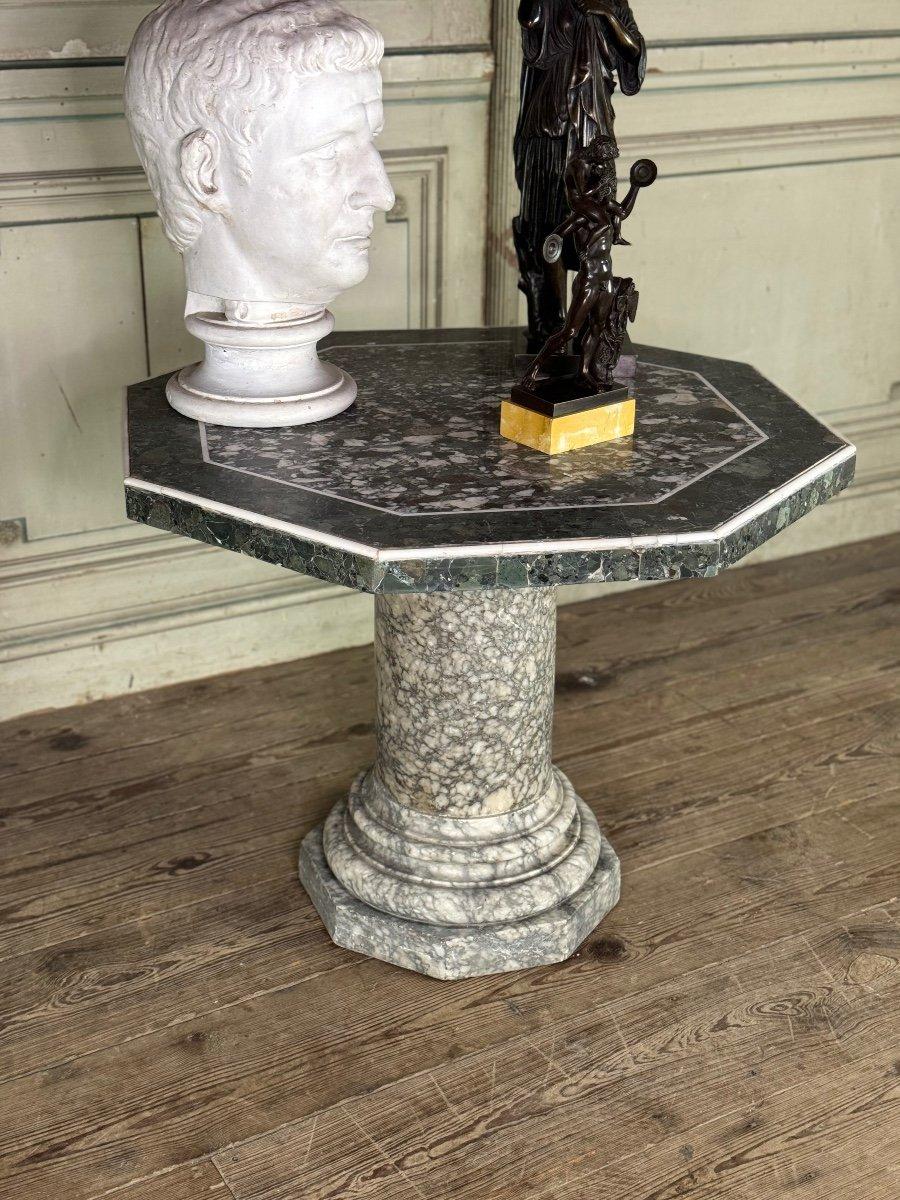 Table In Alabaster, Breccia Marble And Statuary White Circa 1880 For Sale 1