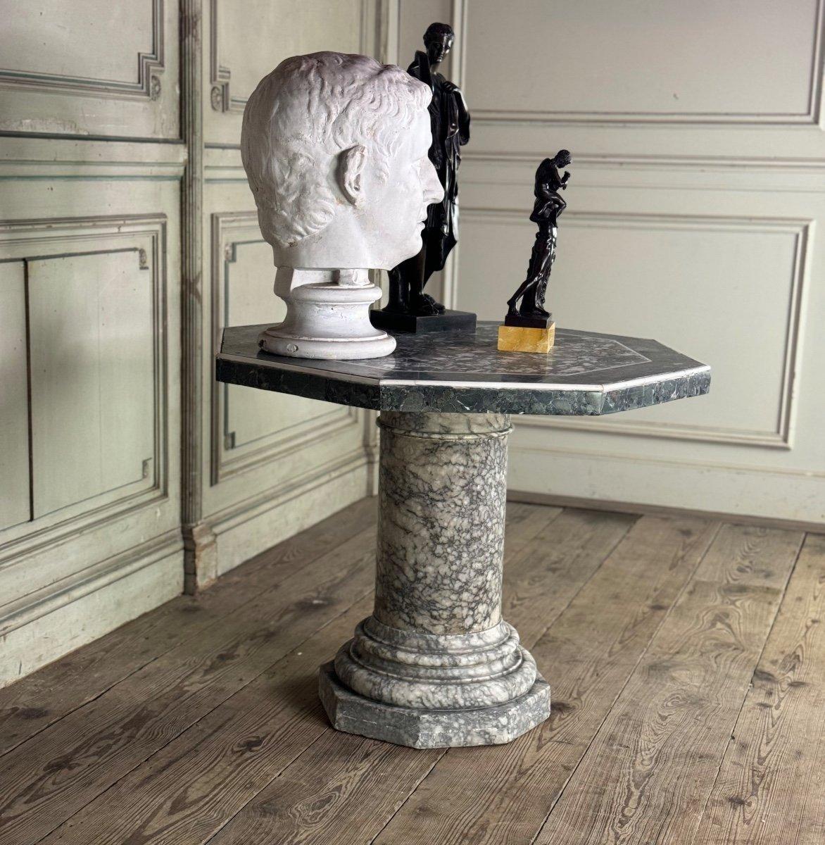 Table In Alabaster, Breccia Marble And Statuary White Circa 1880 For Sale 4