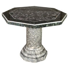 Antique Table In Alabaster, Breccia Marble And Statuary White Circa 1880