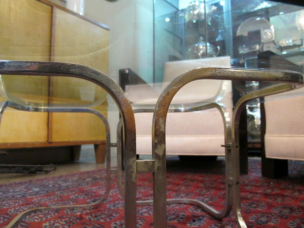 Space Age Table in Chrome and Glass, Italian, 1940 For Sale